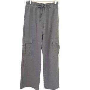 Stradivarius Pull On Cargo Pants Women's Medium Gray Wide Leg Stretch Grunge